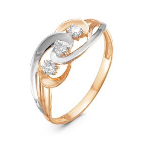 Золотое кольцо КЮЗ Del'ta D115571 с фианитом D115571 фото