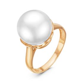 Золотое кольцо КЮЗ Del'ta D115796 с жемчугом Swarovski D115796 фото