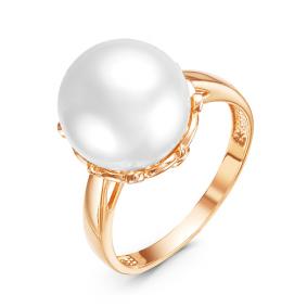 Золотое кольцо КЮЗ Del'ta D115799 с фианитом и жемчугом Swarovski D115799 фото