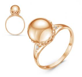 Золотое кольцо КЮЗ Del'ta D115923 с фианитом D115923 фото