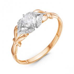 Золотое кольцо КЮЗ Del'ta D115995 с фианитом D115995 фото