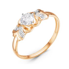 Золотое кольцо КЮЗ Del'ta D115997 с фианитом D115997 фото