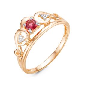 Золотое кольцо КЮЗ Del'ta D116185 с фианитом и кварцем D116185 фото