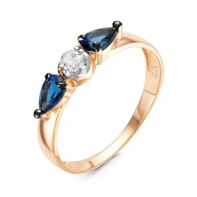 Золотое кольцо КЮЗ Del'ta D116216 с фианитом и кварцем D116216 фото