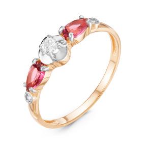 Золотое кольцо КЮЗ Del'ta D116219 с фианитом и кварцем D116219 фото