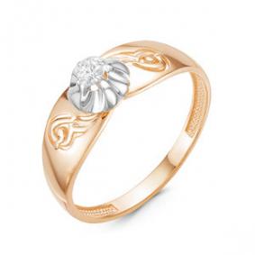 Золотое кольцо КЮЗ Del'ta D116311 с фианитом D116311 фото