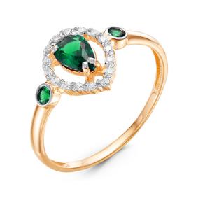 Золотое кольцо КЮЗ Del'ta D116362 с фианитом и кварцем D116362 фото