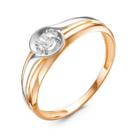 Золотое кольцо КЮЗ Del'ta D116664 с фианитом D116664 фото