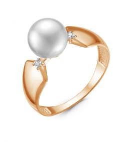 Золотое кольцо КЮЗ Del'ta D116878 с фианитом и жемчугом Swarovski D116878 фото