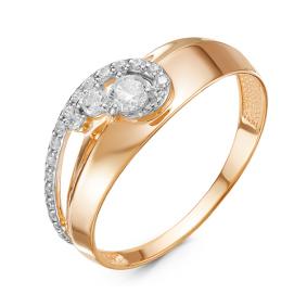 Золотое кольцо КЮЗ Del'ta D117076 с фианитом D117076 фото