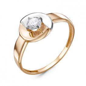 Золотое кольцо КЮЗ Del'ta D117404 с фианитом D117404 фото