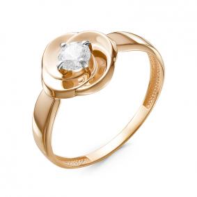 Золотое кольцо КЮЗ Del'ta D117432 с фианитом D117432 фото