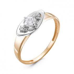 Золотое кольцо КЮЗ Del'ta D117435 с фианитом D117435 фото