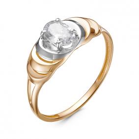 Золотое кольцо КЮЗ Del'ta D117495 с фианитом D117495 фото