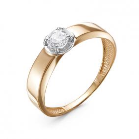 Золотое кольцо КЮЗ Del'ta D117932 с фианитом D117932 фото
