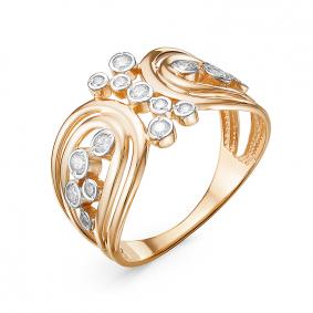 Золотое кольцо КЮЗ Del'ta D117976 с фианитом D117976 фото