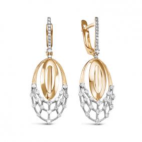 Золотые серьги КЮЗ Del'ta D1200002 с фианитом D1200002 фото