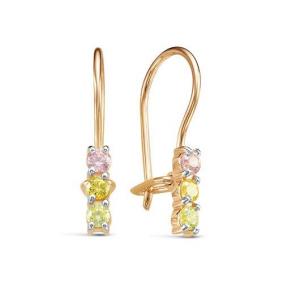 Золотые серьги КЮЗ Del'ta D1200017 с фианитом D1200017 фото