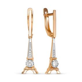 Золотые серьги КЮЗ Del'ta D1200028 с фианитом D1200028 фото