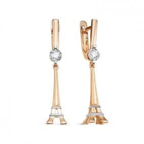 Золотые серьги КЮЗ Del'ta D1200029 с фианитом D1200029 фото
