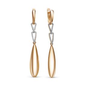 Золотые серьги КЮЗ Del'ta D1200044 с фианитом D1200044 фото