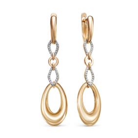 Золотые серьги КЮЗ Del'ta D1200046 с фианитом D1200046 фото