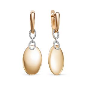 Золотые серьги КЮЗ Del'ta D1200048 с фианитом D1200048 фото