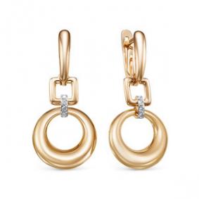 Золотые серьги-трансформеры КЮЗ Del'ta с фианитом D1200050 D1200050 фото