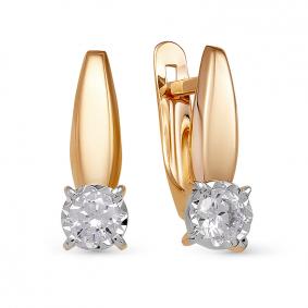 Золотые серьги КЮЗ Del'ta D1200113 с фианитом D1200113 фото