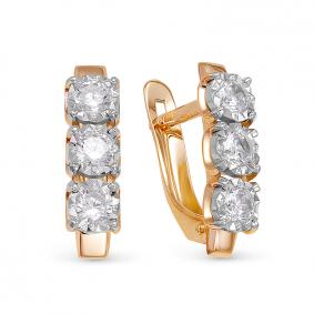 Золотые серьги КЮЗ Del'ta D1200120 с фианитом D1200120 фото