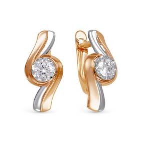 Золотые серьги КЮЗ Del'ta D1200123 с фианитом D1200123 фото