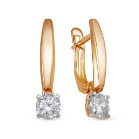 Золотые серьги КЮЗ Del'ta D1200127 с фианитом D1200127 фото