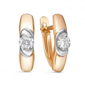 Золотые серьги КЮЗ Del'ta D1200130 с фианитом D1200130 фото