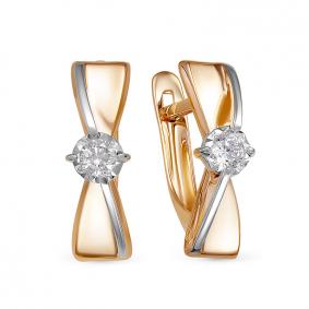 Золотые серьги КЮЗ Del'ta D1200132 с фианитом D1200132 фото