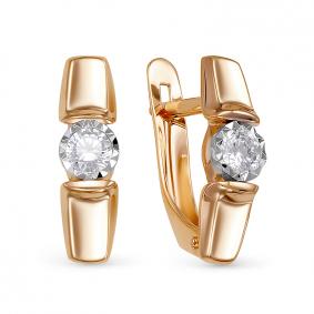 Золотые серьги КЮЗ Del'ta D1200135 с фианитом D1200135 фото