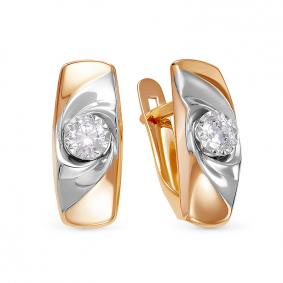 Золотые серьги КЮЗ Del'ta D1200136 с фианитом D1200136 фото