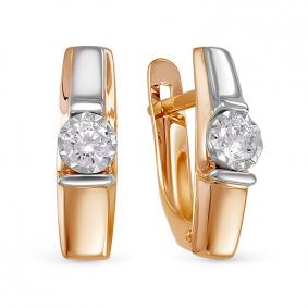 Золотые серьги КЮЗ Del'ta D1200140 с фианитом D1200140 фото