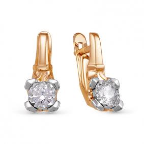 Золотые серьги КЮЗ Del'ta D1200144 с фианитом D1200144 фото