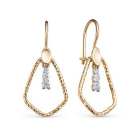 Золотые серьги КЮЗ Del'ta D1200158 с фианитом D1200158 фото