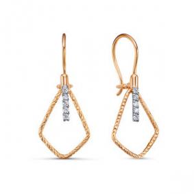 Золотые серьги КЮЗ Del'ta D1200160 с фианитом D1200160 фото