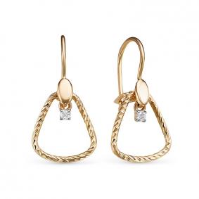 Золотые серьги КЮЗ Del'ta D1200164 с фианитом D1200164 фото