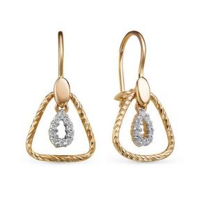 Золотые серьги КЮЗ Del'ta D1200165 с фианитом D1200165 фото