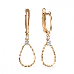 Золотые серьги КЮЗ Del'ta D1200166 с фианитом D1200166 фото