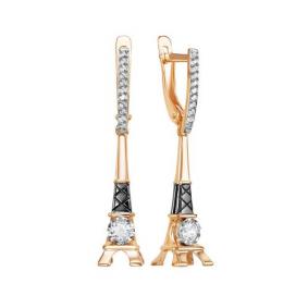 Золотые серьги КЮЗ Del'ta D1200190 с фианитом D1200190 фото