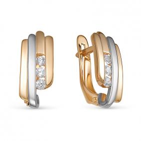 Золотые серьги КЮЗ Del'ta D1200194 с фианитом D1200194 фото