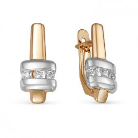 Золотые серьги КЮЗ Del'ta D1200198 с фианитом D1200198 фото