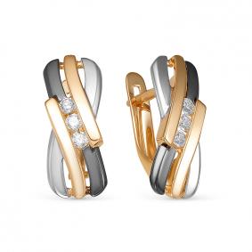 Золотые серьги КЮЗ Del'ta D1200202 с фианитом D1200202 фото