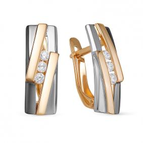 Золотые серьги КЮЗ Del'ta D1200203 с фианитом D1200203 фото