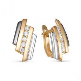 Золотые серьги КЮЗ Del'ta D1200204 с фианитом D1200204 фото