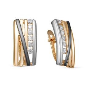 Золотые серьги КЮЗ Del'ta D1200206 с фианитом D1200206 фото